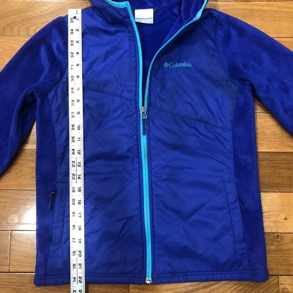 Columbia Sportswear Full Zip Blue Fleece Hooded Jacket Size Junior L (14-16)